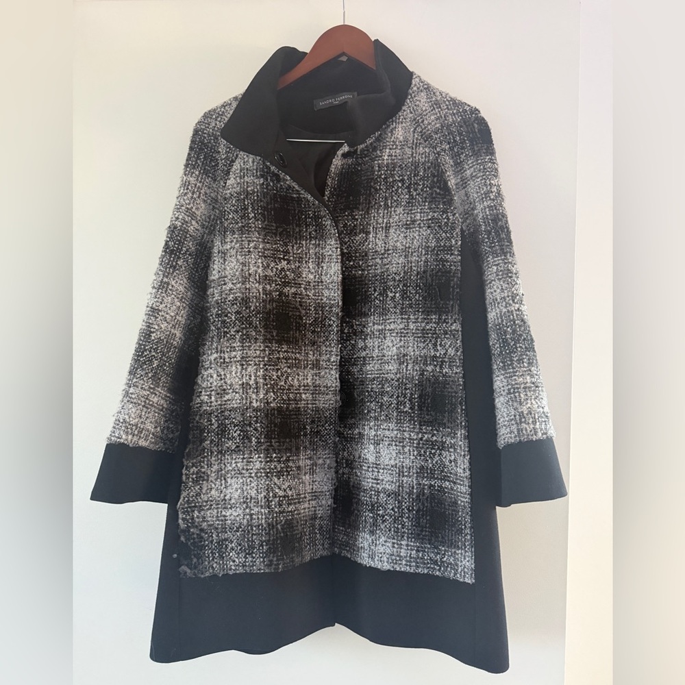 Sandro Ferrone Plaid Pea Coat